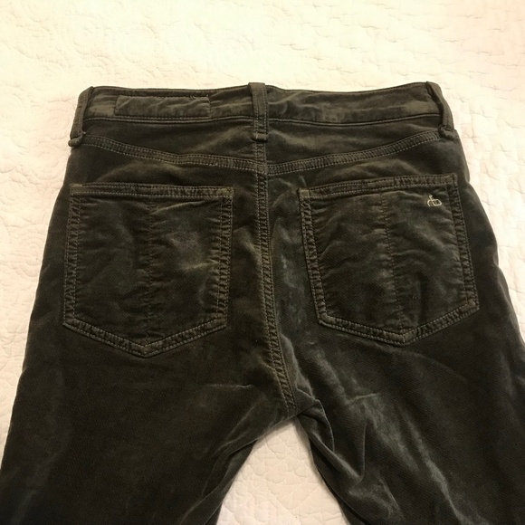 Rag & Bone Olive Velvet 5-pocket cropped skinny jeans with zippered ankles (26) - Picture 14 of 16